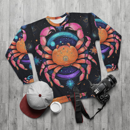 Cangrejo celestial arcoíris - Arte vibrante del signo del zodíaco del cáncer - Sudadera unisex (AOP) 