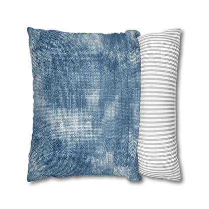 Faded Blue Washed-Out: Denim-Inspired, Style Fabric - Spun Polyester Square Pillow Case