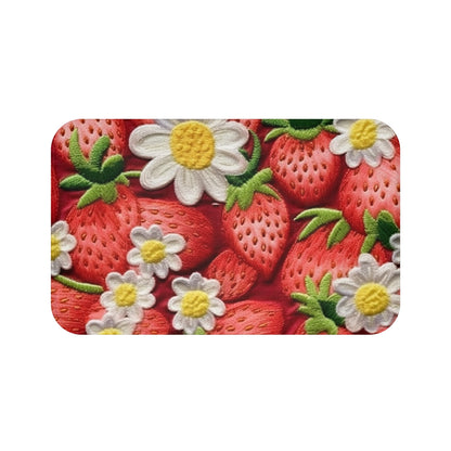 Diseño de bordado de fresas y fresas - Fruta dulce de frutos rojos frescos - Alfombra de baño