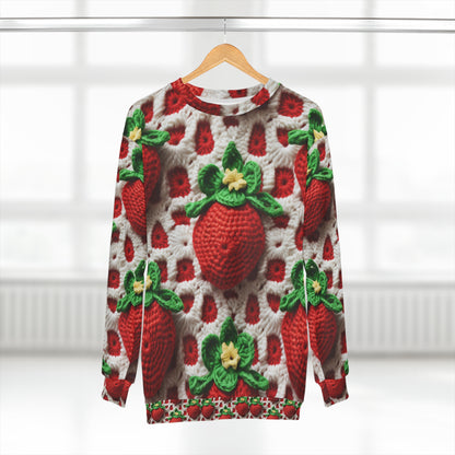 Patrón de Ganchillo Fresa - Amigurumi Fresas - Diseño de Frutas para Hogar y Regalos - Sudadera Unisex (AOP) 