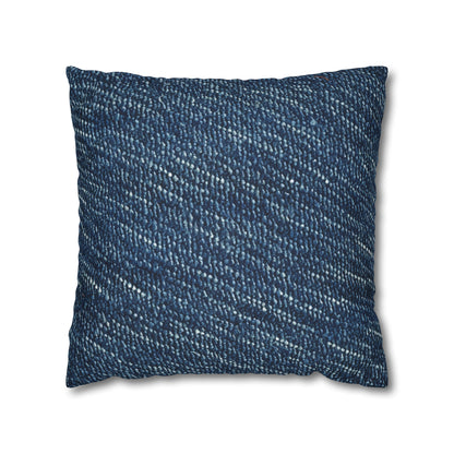 Denim-Inspired Design - Distinct Textured Fabric Pattern - Spun Polyester Square Pillow Case