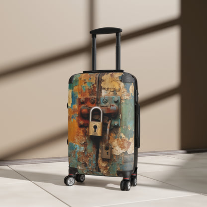 Rustic Lock with Peeling Paint, Old World Charm Suitcase