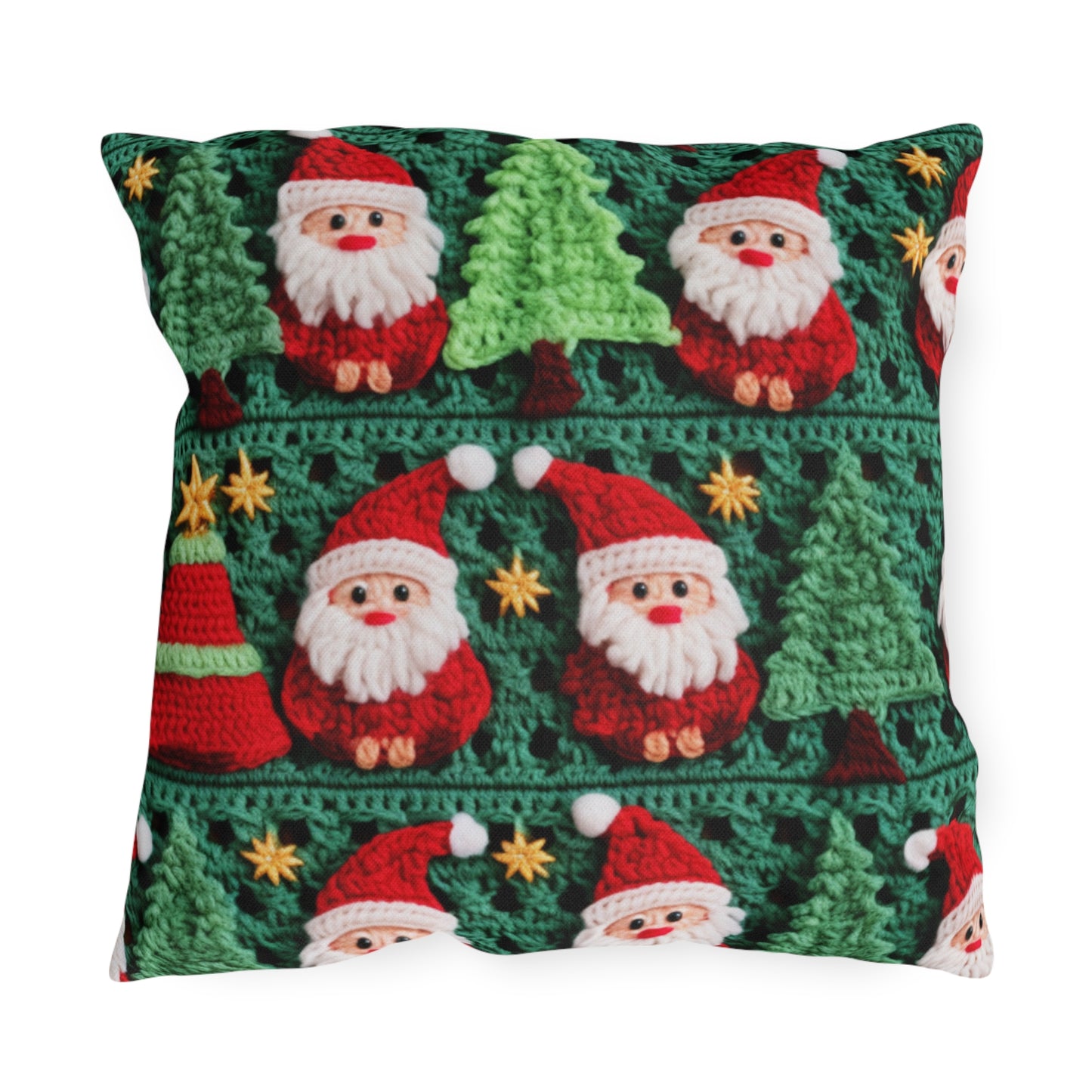 Santa Claus Crochet Pattern, Christmas Design, Festive Holiday Decor, Father Christmas Motif. Perfect for Yuletide Celebration - Outdoor Pillows