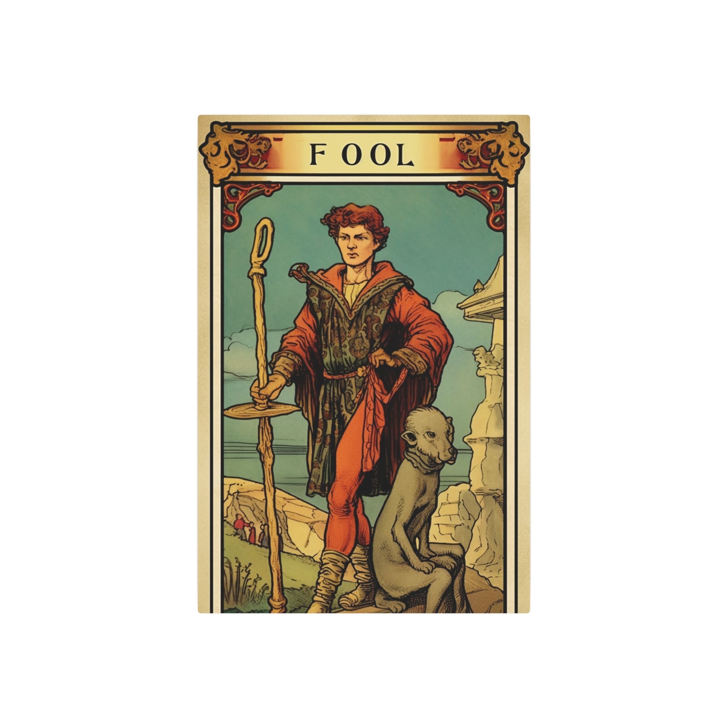 Mystical Tarot - Artistic Depiction of The Fool Card - Metal Art Sign