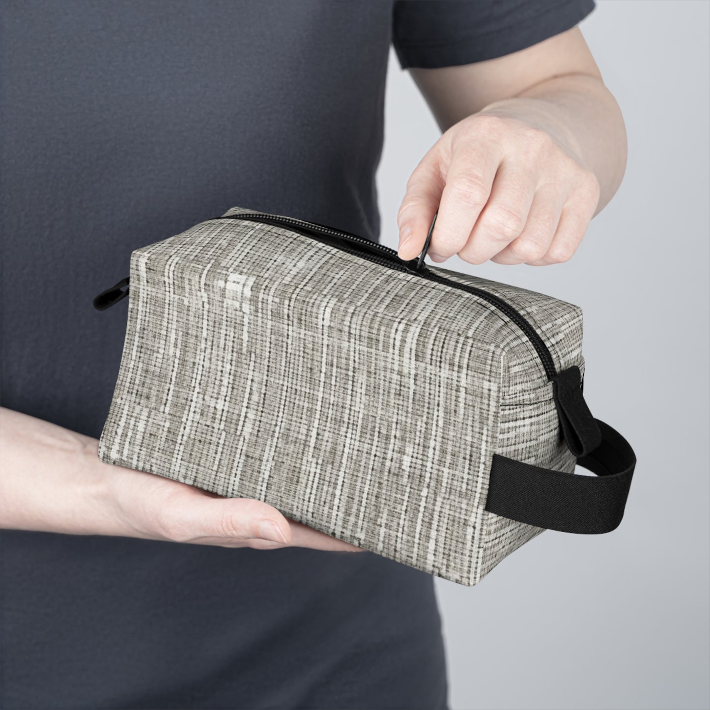 Silver Grey: Denim-Inspired, Contemporary Fabric Design - Toiletry Bag