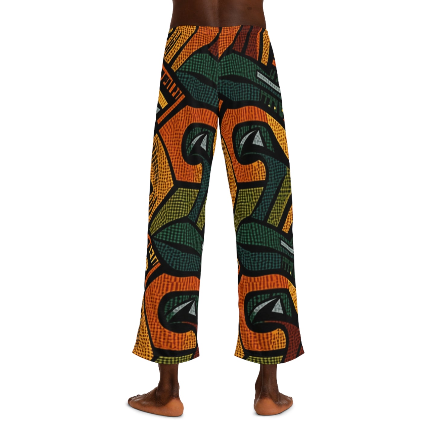 1960-1970s Style African Ornament Textile - Bold, Intricate Pattern - Men's Pajama Pants (AOP)