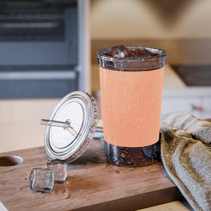 Soft Pink-Orange Peach: Denim-Inspired, Lush Fabric - Suave Acrylic Cup