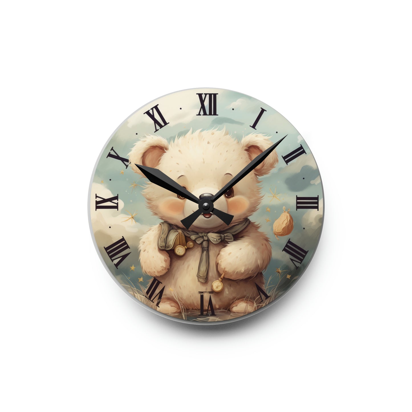 Cute Bear Stuffed Toy Animal Acrylic Wall Clock