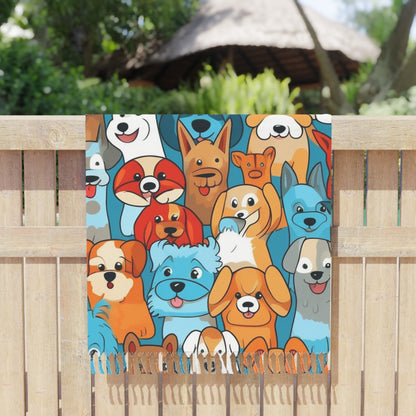 Paño De Playa Perros de dibujos animados lindo Diseño de patrón caprichoso