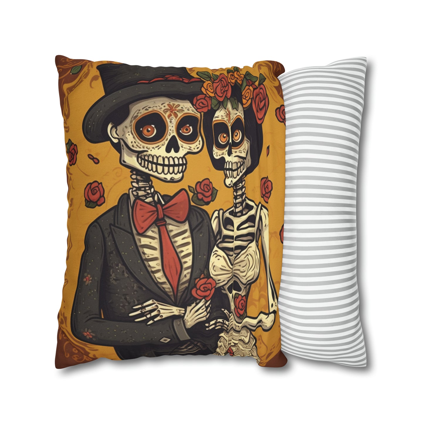 Halloween Wedding Marriage, Bride & Groom - Forever Soulmates - Spun Polyester Square Pillow Case