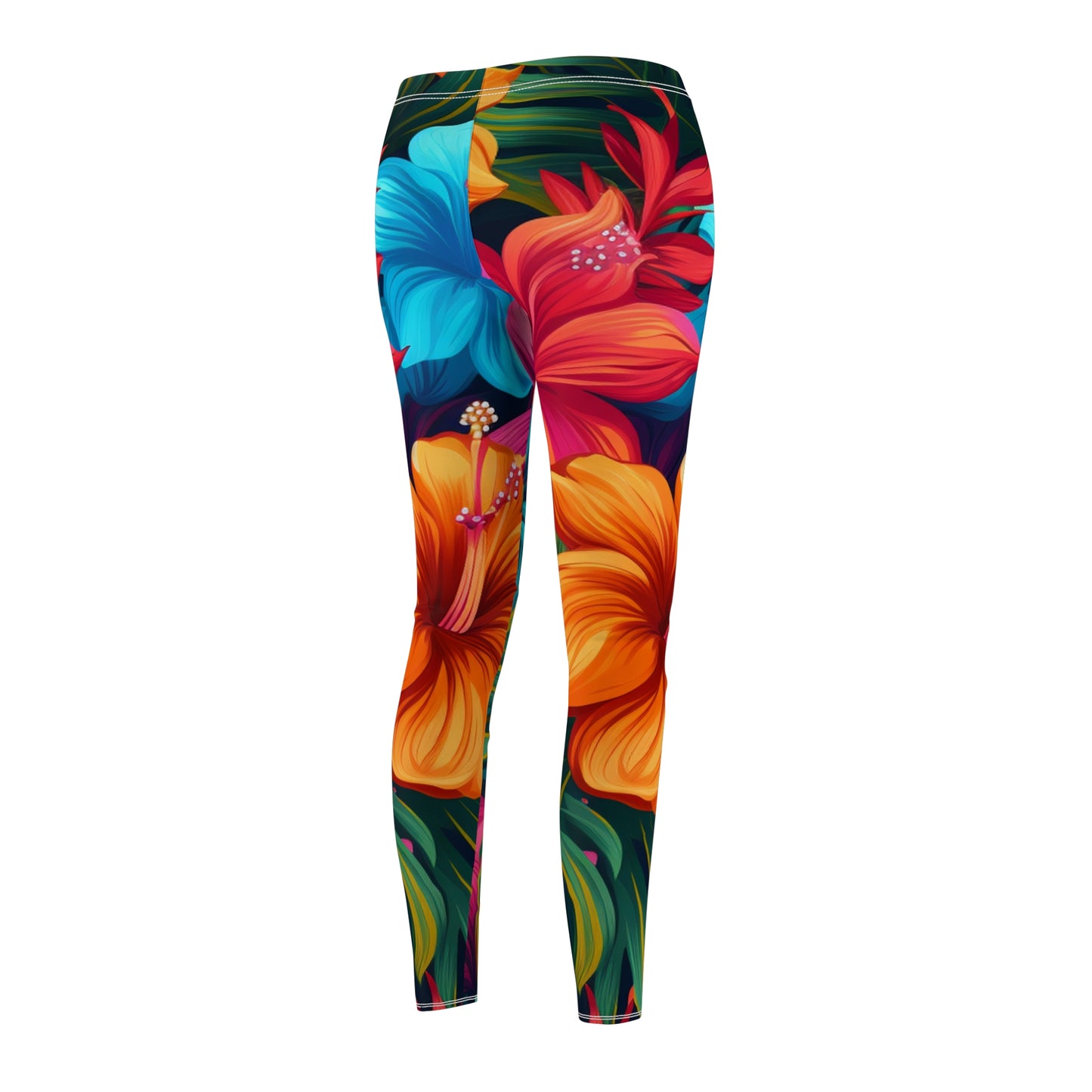 Hawaiian-Inspired Tropical Floral Pattern Design Women's Cut & Sew Casual Leggings (AOP)