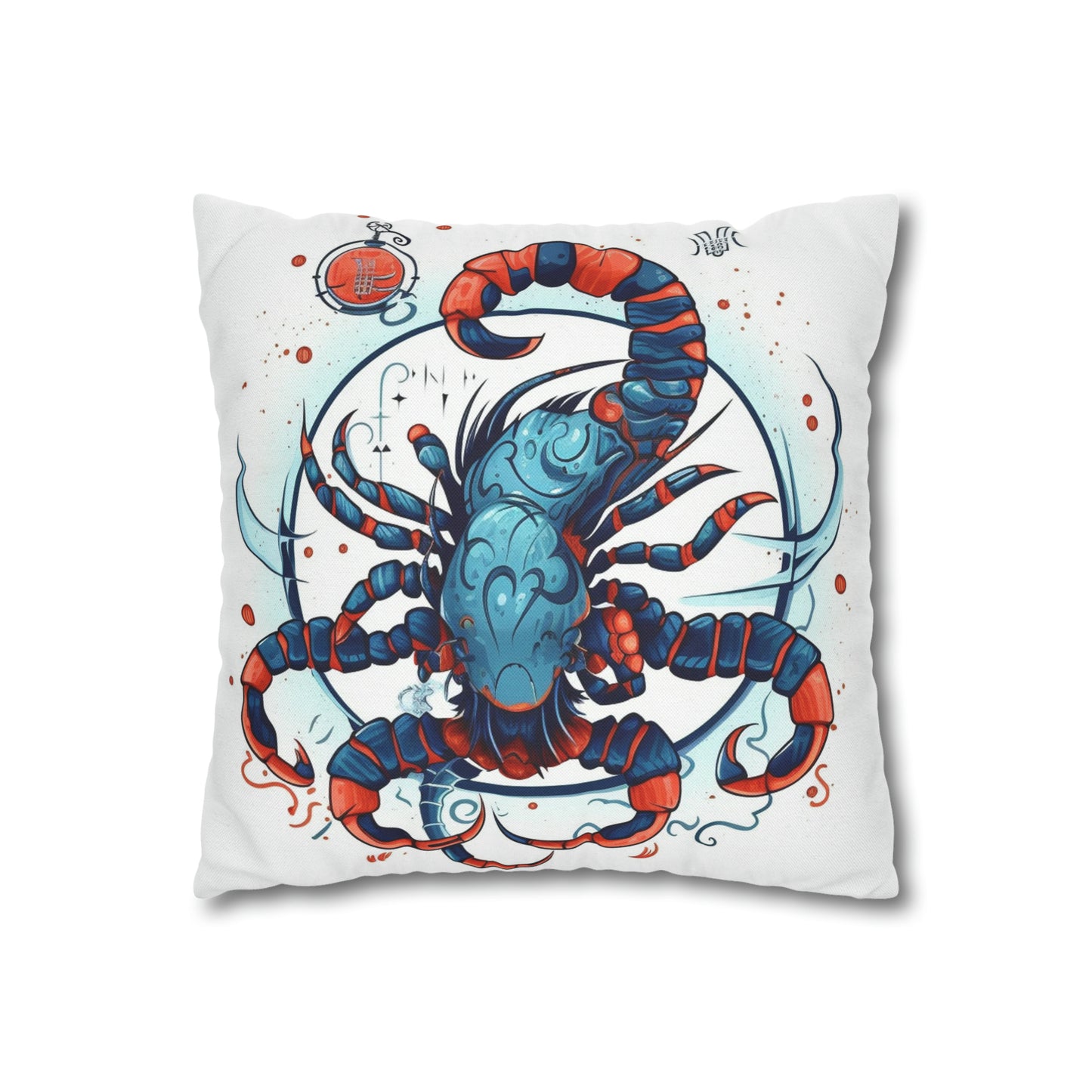 Cute Scorpio Zodiac Sign - Big Claws, Long Tail Cosmic Astrology Symbol - Spun Polyester Square Pillow Case