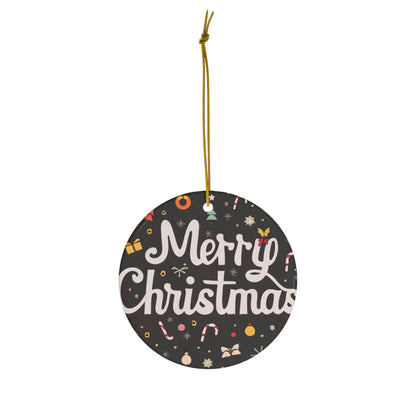 Merry Christmas Retro - Ceramic Ornament, 4 Shapes