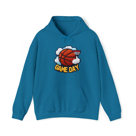 Game Day Basketball Chenille Patch Embroider Design - Unisex Heavy Blend™ Hooded Sweatshirt