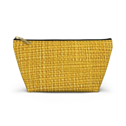 Radiant Sunny Yellow: tela de verano inspirada en la mezclilla - Bolsa para accesorios con parte inferior en forma de T 