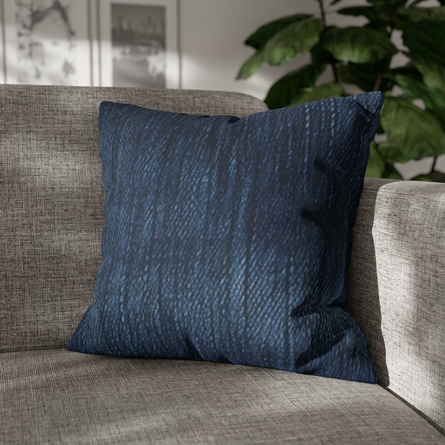 Indigo Splash: Washed Denim Reverie in Deep Blue - Spun Polyester Square Pillow Case