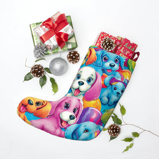 Diseño Happy Puppy &amp; Dog - Vívido y llamativo - Medias navideñas