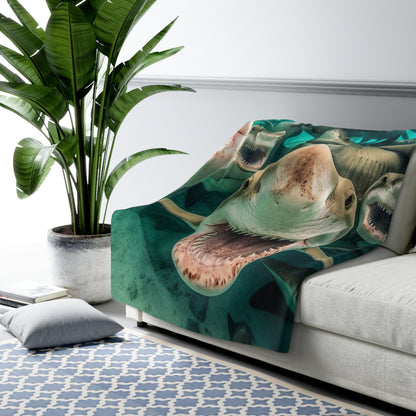 Laughing Lemon Sharks: Joyful Sea Jaws Ocean Deep - Sherpa Fleece Blanket