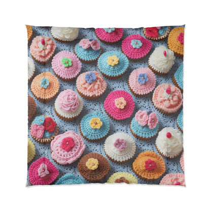 Crochet Cupcake Treat Frosted Cake Dessert Bakery Design - Bed Comforter