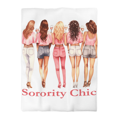 Sorority Chic Bachelorette Party Illustration - Women Toasting - Microfiber Duvet Cover