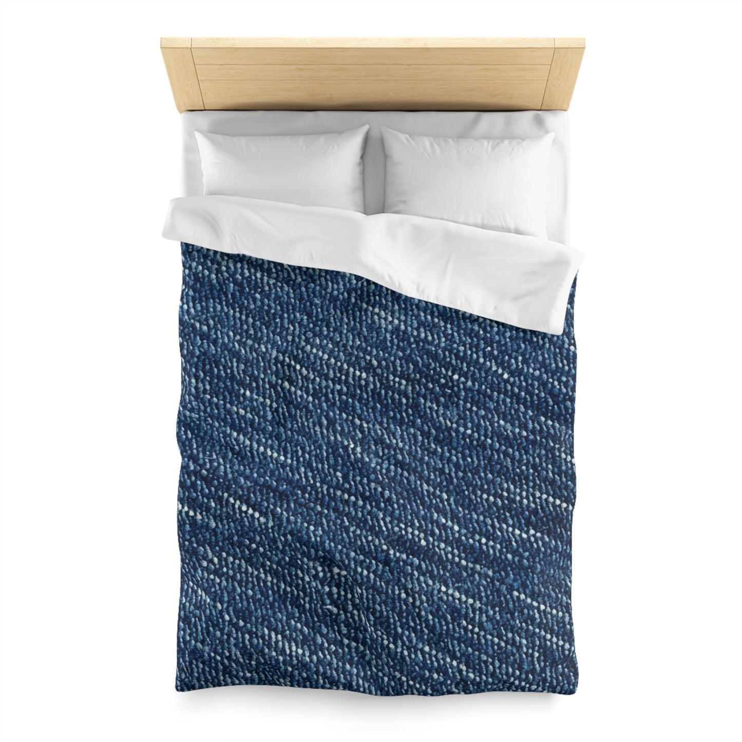 Denim-Inspired Design - Distinct Textured Fabric Pattern - Microfiber Duvet Cover