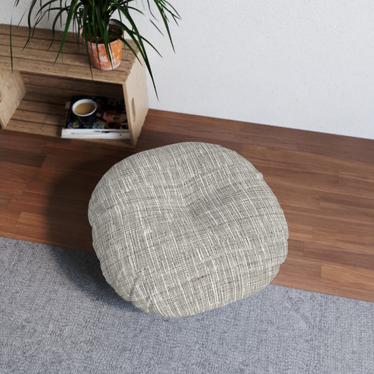 Gris plateado: diseño de tela contemporáneo, inspirado en la mezclilla - Almohada de piso capitoné, redonda