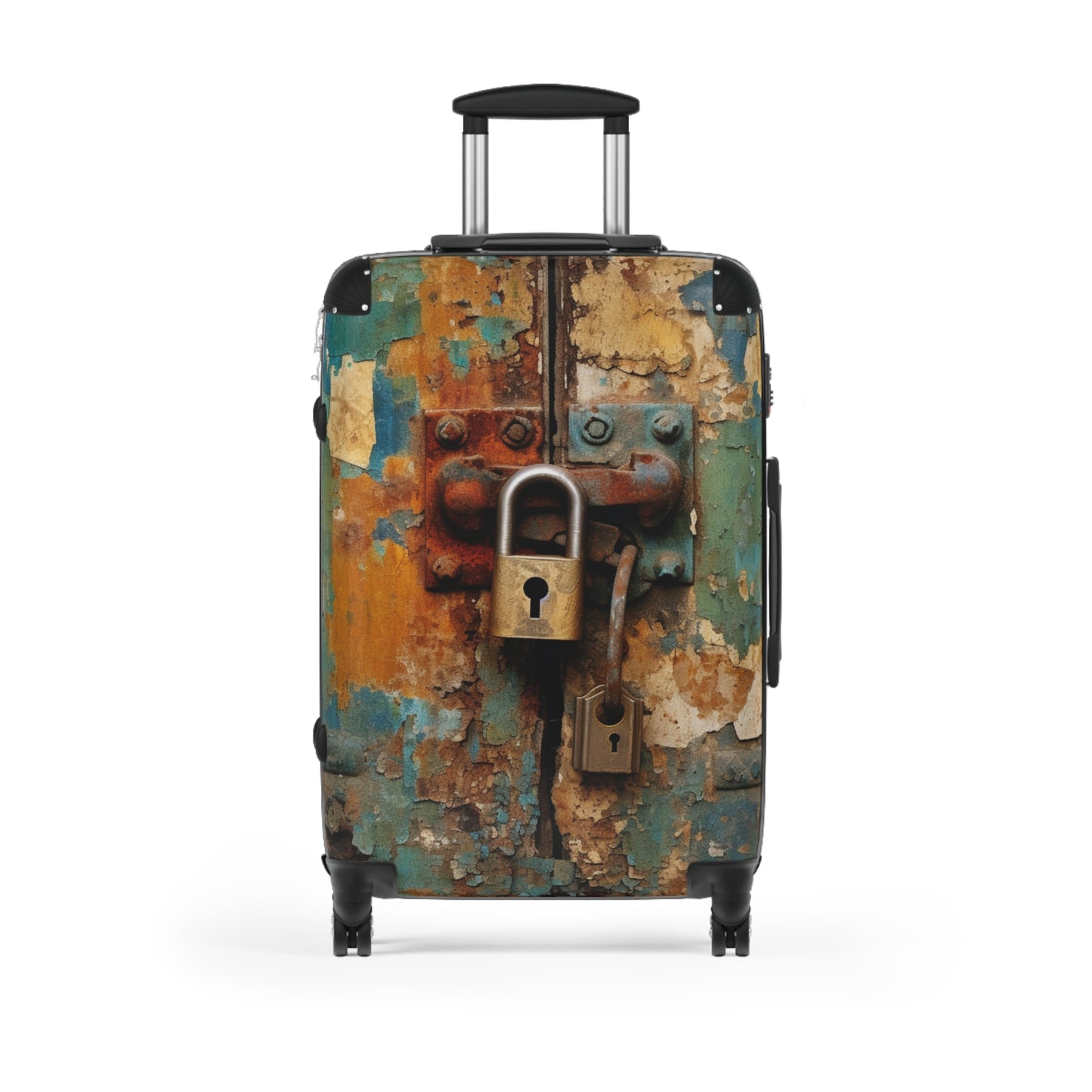 Rustic Lock with Peeling Paint, Old World Charm Suitcase