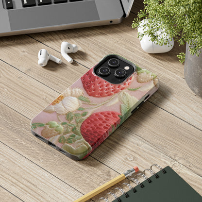 Red Berry Strawberries - Embroid Fruit - Healthy Crop Feast Food Design - Tough Phone Cases