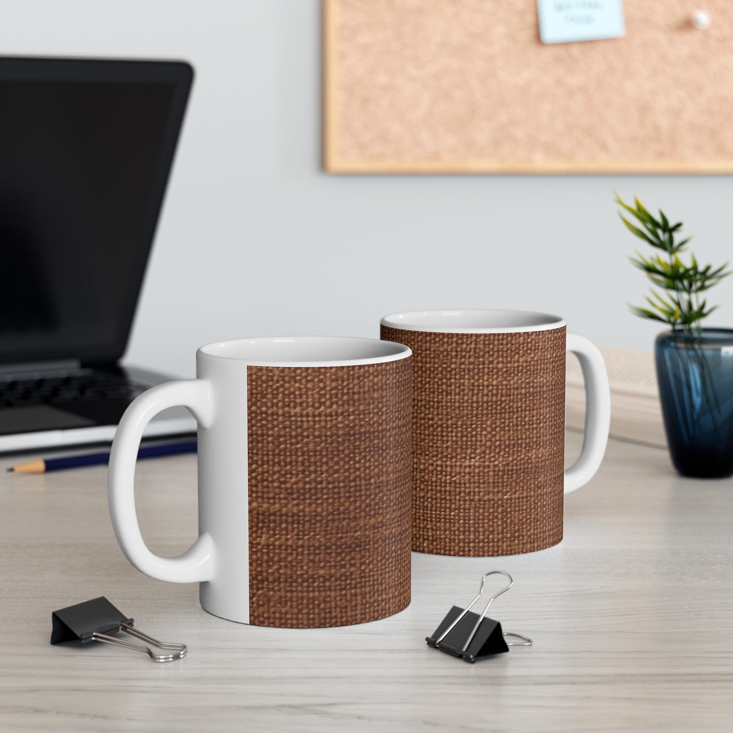 Luxe Dark Brown: Denim-Inspired, Distinctively Textured Fabric - Ceramic Mug 11oz