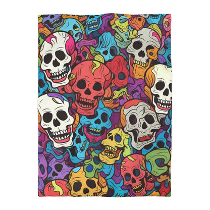 Patrón de cabeza de calavera de arco iris psicodélico, colores vibrantes - Funda nórdica de microfibra 