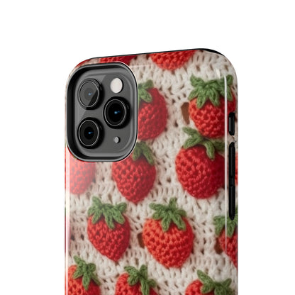 Strawberry Traditional Japanese, Crochet Craft, Fruit Design, Red Berry Pattern - Tough Phone Cases