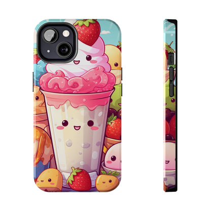 Strawberry Japan Milkshake - Kawaii Dessert Delight - Sweet Berry Anime Character - Tough Phone Cases