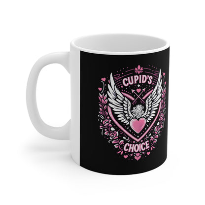 Cupids Choice Crest with Heart and Wings - Love and Romance Valentine Themed - Ceramic Mug 11oz