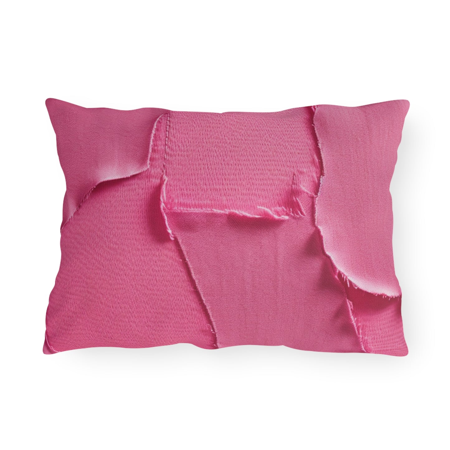 Distressed Neon Pink: Edgy, Ripped Denim-Inspired Doll Fabric - Outdoor Pillows