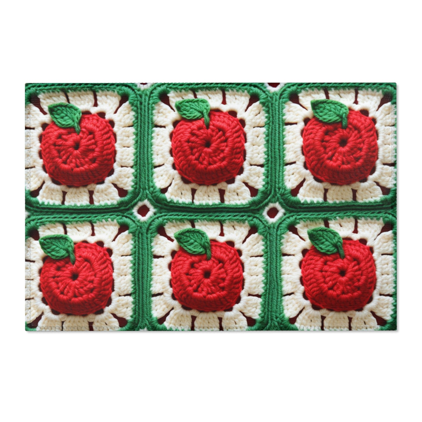 Apple Granny Square Crochet Pattern: Wild Fruit Tree, Delicious Red Design - Area Rugs