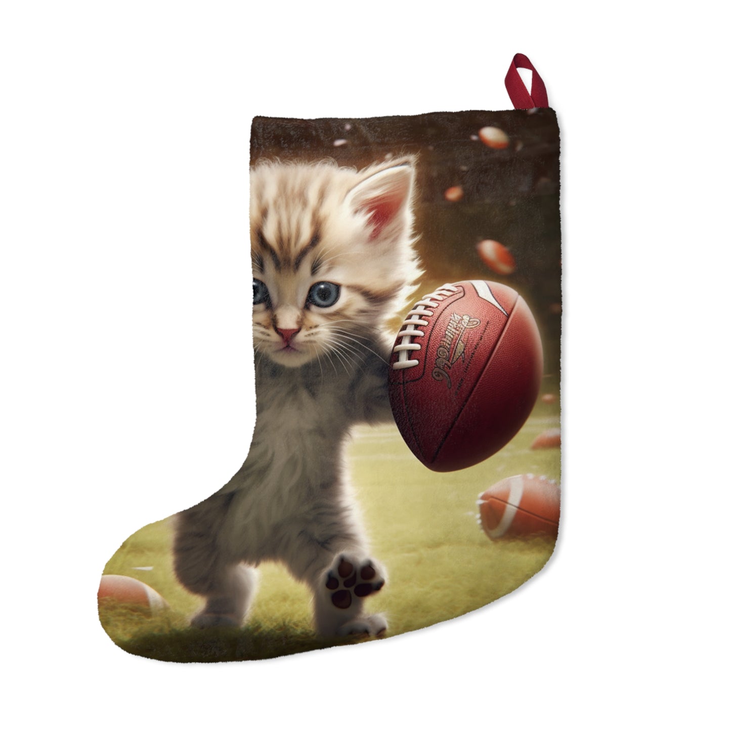 Football Kitty Fantasy: Gato Felino American Sport Quarterback - Medias de Navidad