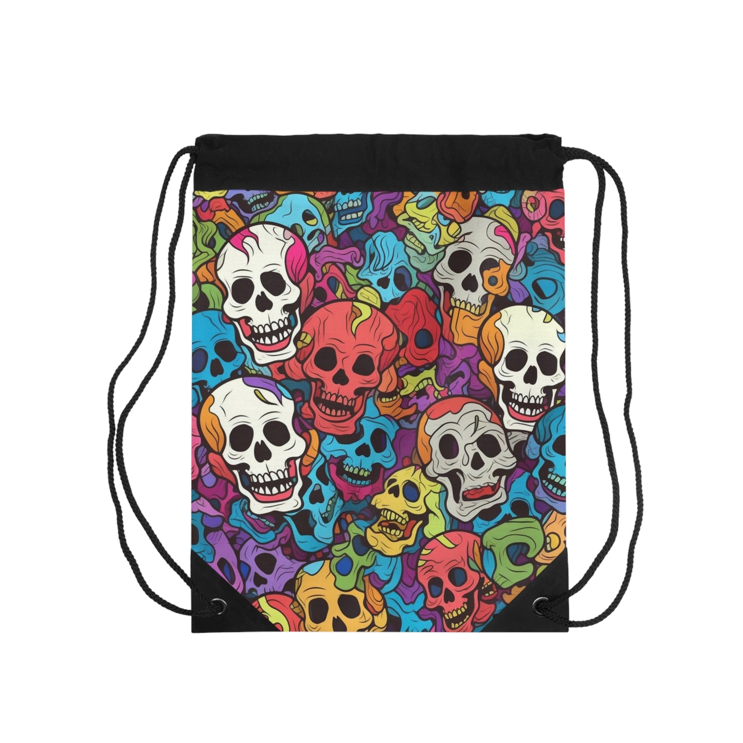 Patrón de cabeza de calavera de arco iris psicodélico, colores vibrantes - Mochila saco