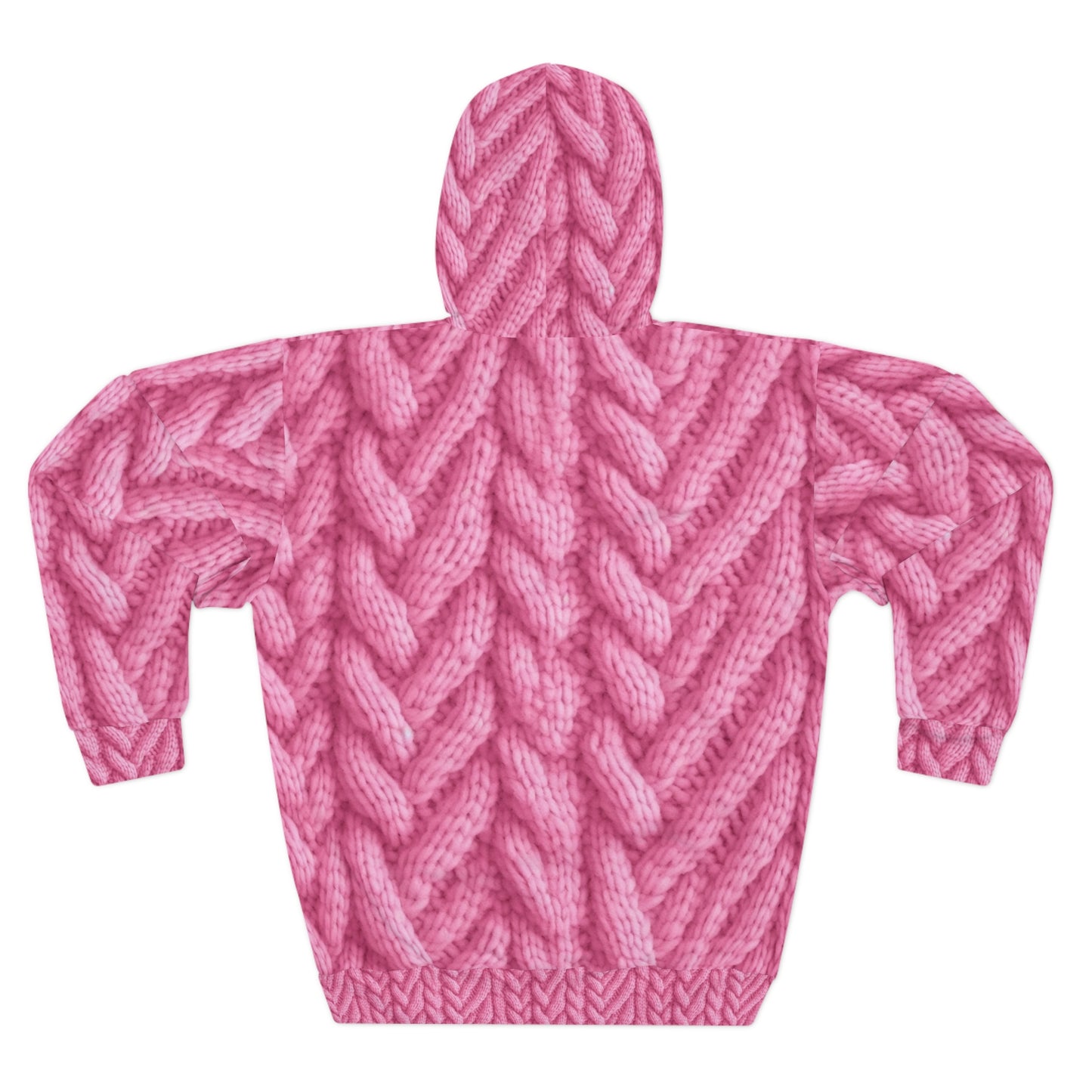 Blush Knit: Soft Hot Pink Palette Textured Fabric Design - Unisex Pullover Hoodie (AOP)