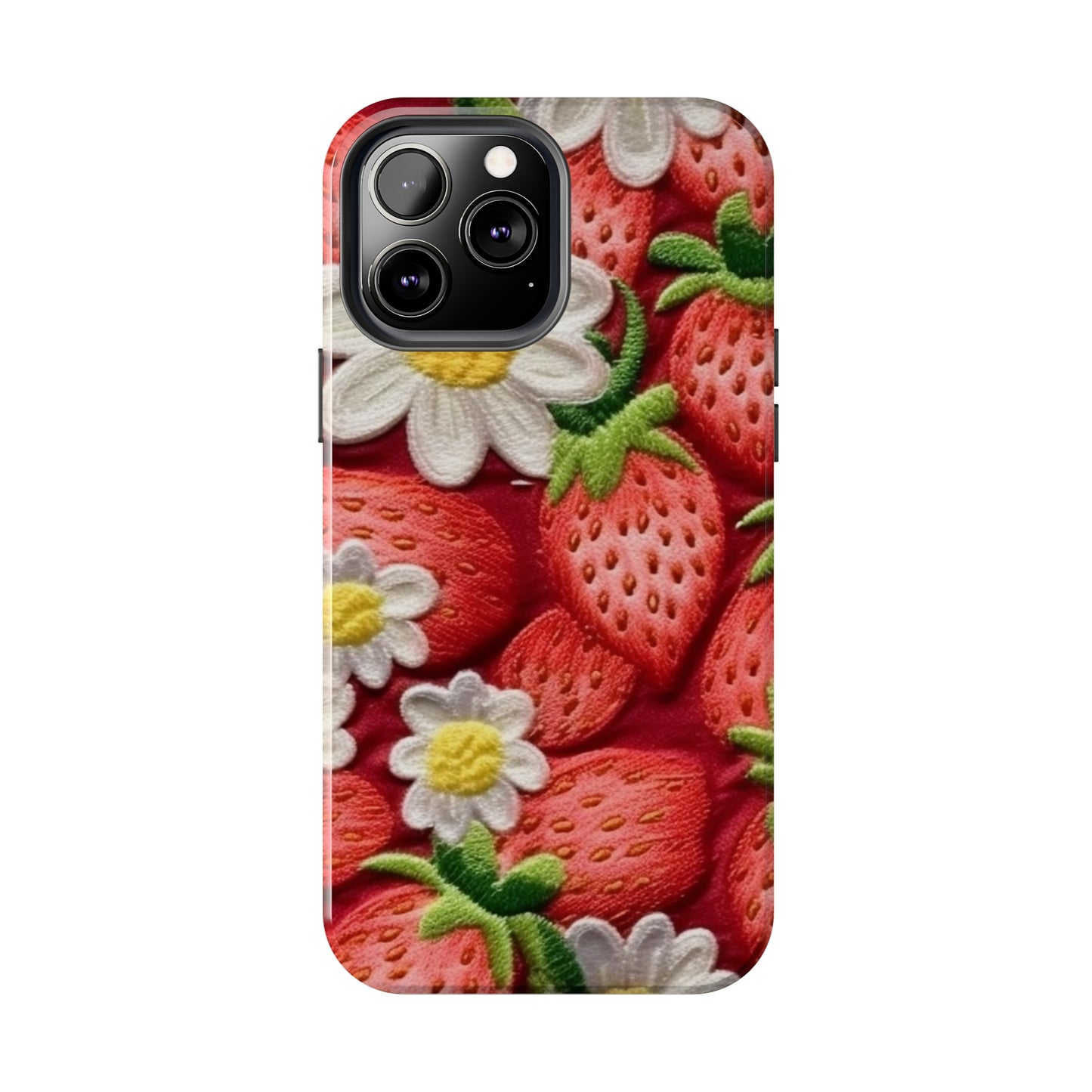 Strawberry Strawberries Embroidery Design - Fresh Pick Red Berry Sweet Fruit - Tough Phone Cases