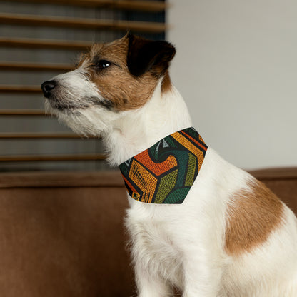 1960-1970s Style African Ornament Textile - Bold, Intricate Pattern - Pet Bandana Collar