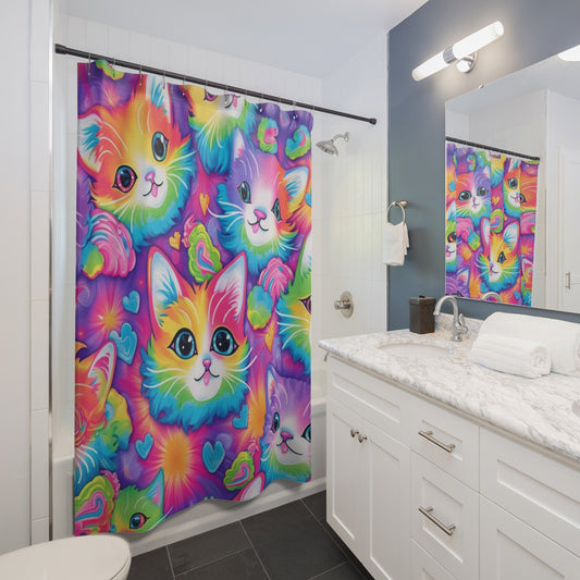 Happy Kitten & Cat Design - Vivid, Colorful & Eye-Catching - Shower Curtains