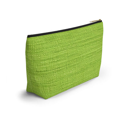 Lush Grass Neon Green: estilo de tela primaveral inspirado en la mezclilla - Estuche para accesorios con parte inferior en forma de T