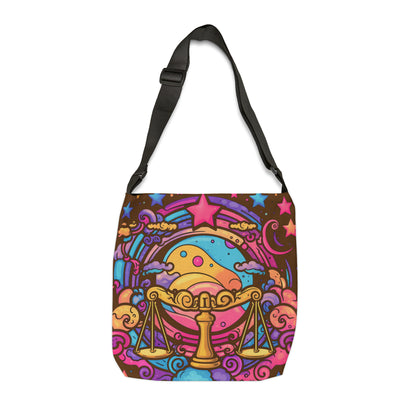 Cosmic Libra - Trippy Psychedelic Cartoon Art Zodiac Sign - Adjustable Tote Bag (AOP)