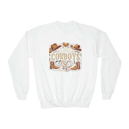 I Love Cowboys, Gift, Youth Crewneck Sweatshirt