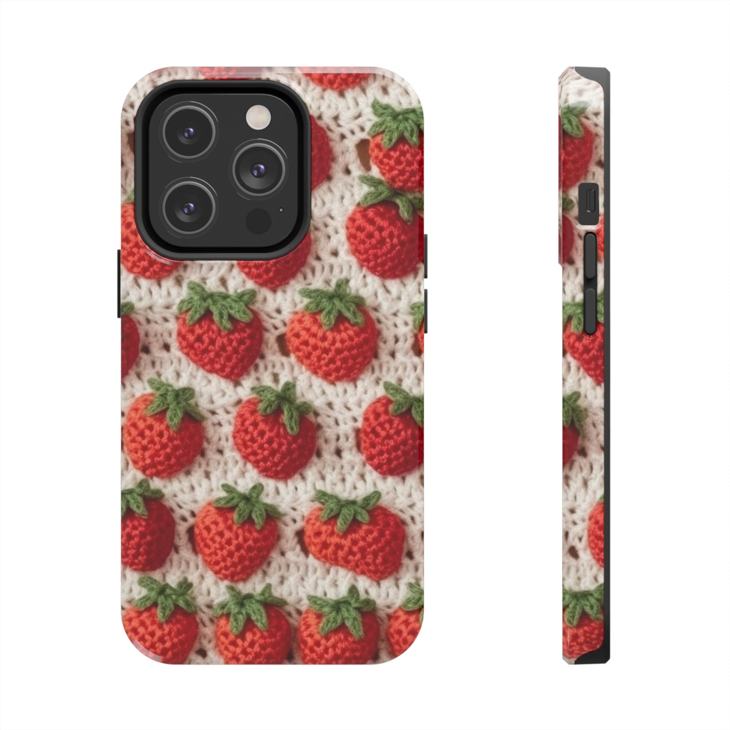 Strawberry Traditional Japanese, Crochet Craft, Fruit Design, Red Berry Pattern - Tough Phone Cases