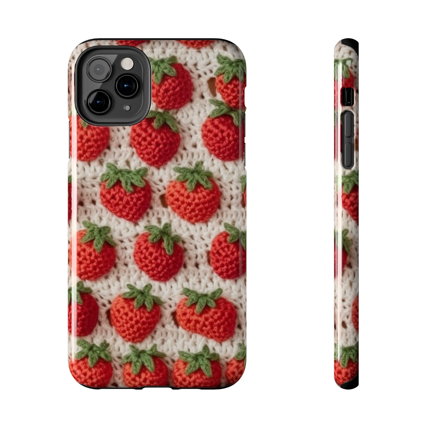 Strawberry Traditional Japanese, Crochet Craft, Fruit Design, Red Berry Pattern - Tough Phone Cases