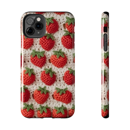 Strawberry Traditional Japanese, Crochet Craft, Fruit Design, Red Berry Pattern - Tough Phone Cases