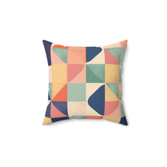 Minimalist Geometric Shapes - Pastel Decor Spun Polyester Square Pillow