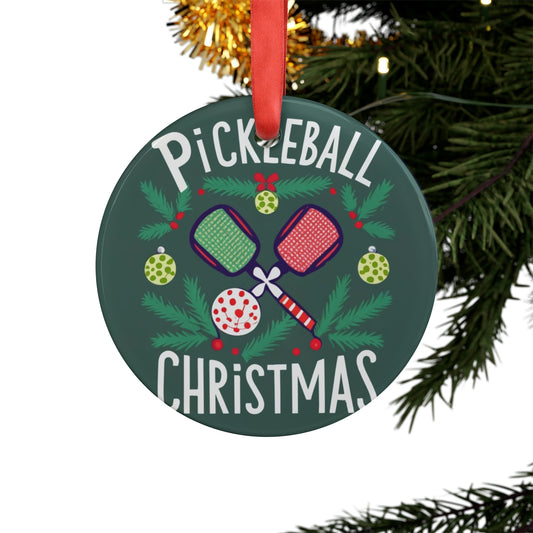 Pickleball Christmas - Acrylic Ornament with Ribbon