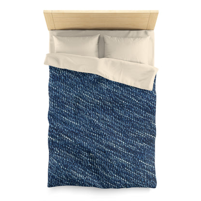 Denim-Inspired Design - Distinct Textured Fabric Pattern - Microfiber Duvet Cover